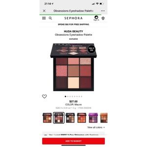 HUDA BEAUTY Obsessions Eyeshadow Palette in Mauve